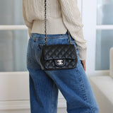Chanel Black Lambskin Mini Square with Silver Hardware