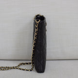 Chanel Black Caviar French New Wave Phone Holder with Light Gold Hardware