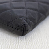 Chanel Black Caviar French New Wave Phone Holder with Light Gold Hardware