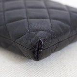 Chanel Black Caviar French New Wave Phone Holder with Light Gold Hardware