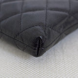 Chanel Black Caviar French New Wave Phone Holder with Light Gold Hardware