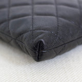 Chanel Black Caviar French New Wave Phone Holder with Light Gold Hardware