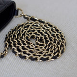 Chanel Black Caviar French New Wave Phone Holder with Light Gold Hardware