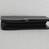 Vintage Chanel Black Lambskin Full Flap Wallet on Chain with 24k Gold Hardware