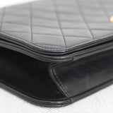 Vintage Chanel Black Lambskin Full Flap Wallet on Chain with 24k Gold Hardware