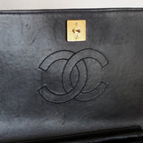 Vintage Chanel Black Lambskin Full Flap Wallet on Chain with 24k Gold Hardware
