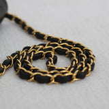 Vintage Chanel Black Lambskin Full Flap Wallet on Chain with 24k Gold Hardware