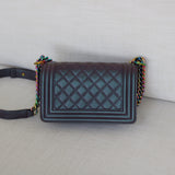 Chanel Iridescent Purple Goatskin Small Boy with Iridescent Rainbow Hardware