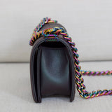 Chanel Iridescent Purple Goatskin Small Boy with Iridescent Rainbow Hardware