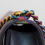 Chanel Iridescent Purple Goatskin Small Boy with Iridescent Rainbow Hardware