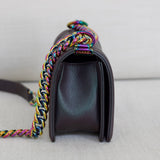 Chanel Iridescent Purple Goatskin Small Boy with Iridescent Rainbow Hardware