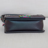 Chanel Iridescent Purple Goatskin Small Boy with Iridescent Rainbow Hardware