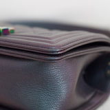 Chanel Iridescent Purple Goatskin Small Boy with Iridescent Rainbow Hardware