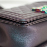 Chanel Iridescent Purple Goatskin Small Boy with Iridescent Rainbow Hardware