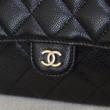 Chanel 25C Black Caviar Mini Zip Clutch on Chain with Light Gold Hardware