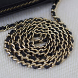 Chanel 25C Black Caviar Mini Zip Clutch on Chain with Light Gold Hardware