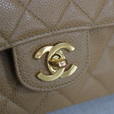 Vintage Chanel Dark Beige Caviar Medium Classic Flap with 24k Gold Hardware