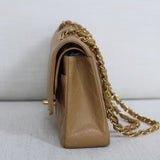 Vintage Chanel Dark Beige Caviar Medium Classic Flap with 24k Gold Hardware