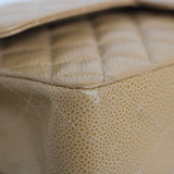 Vintage Chanel Dark Beige Caviar Medium Classic Flap with 24k Gold Hardware
