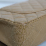 Vintage Chanel Dark Beige Caviar Medium Classic Flap with 24k Gold Hardware