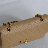 Vintage Chanel Dark Beige Caviar Medium Classic Flap with 24k Gold Hardware