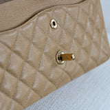 Vintage Chanel Dark Beige Caviar Medium Classic Flap with 24k Gold Hardware