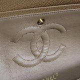 Vintage Chanel Dark Beige Caviar Medium Classic Flap with 24k Gold Hardware