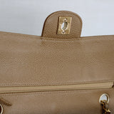 Vintage Chanel Dark Beige Caviar Medium Classic Flap with 24k Gold Hardware