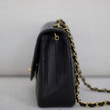 Vintage Chanel Black Lambskin Half Moon with 24k Gold Hardware
