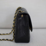 Vintage Chanel Black Lambskin Half Moon with 24k Gold Hardware
