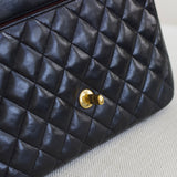 Vintage Chanel Black Lambskin Half Moon with 24k Gold Hardware