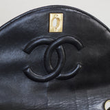 Vintage Chanel Black Lambskin Half Moon with 24k Gold Hardware