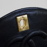 Vintage Chanel Black Lambskin Half Moon with 24k Gold Hardware