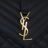 Saint Laurent Black Grain Medium Triquilt Envelope Flap