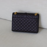 Saint Laurent Black Grain Medium Triquilt Envelope Flap