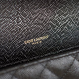 Saint Laurent Black Grain Medium Triquilt Envelope Flap