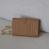 Saint Laurent Caramel Tan Triquilt Envelope WOC