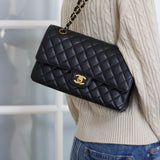 Chanel Black Caviar Medium Classic Flap with Gold Hardware