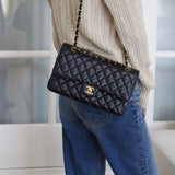 Chanel Black Caviar Medium Classic Flap with Gold Hardware