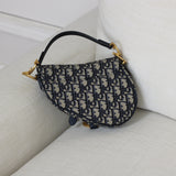 Dior Oblique Blue Canvas Mini Saddle Bag