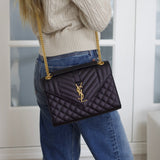 Saint Laurent Black Grain Medium Triquilt Envelope Flap