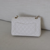 Chanel White Caviar Small Classic Flap with Light Gold Hardware