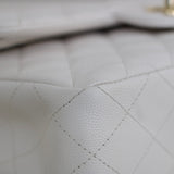 Chanel White Caviar Small Classic Flap with Light Gold Hardware