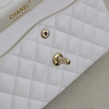 Chanel White Caviar Small Classic Flap with Light Gold Hardware
