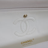 Chanel White Caviar Small Classic Flap with Light Gold Hardware