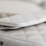 Chanel White Caviar Small Classic Flap with Light Gold Hardware