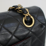 Vintage Chanel Black Lambskin Small Classic Flap with Aged Gold Hardware