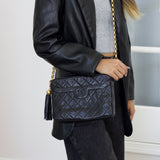 Vintage Chanel Black Lambskin Camera Bag with 24k Gold Hardware