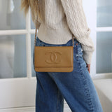 Chanel Dark Beige Caviar Wallet on Chain with Silver Hardware