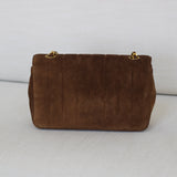 Vintage Chanel Brown Suede Sheepskin Vertical Flap with 24k Gold Hardware